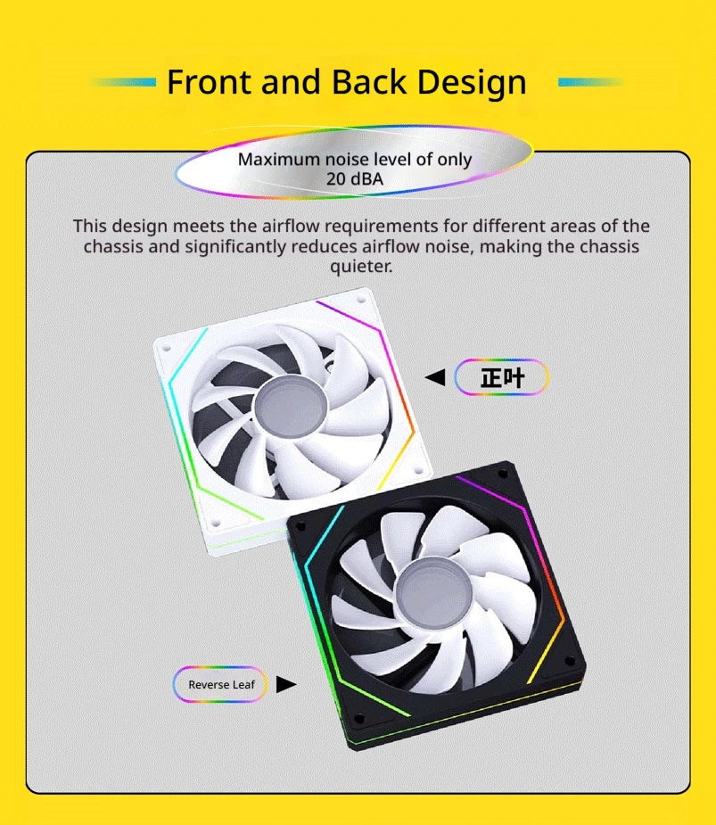 Veebyte PRISM 4 PRO Computer Chassis Fan 120mm 5V 3PIN ARGB 4 Pin PWM Quiet Cooling Fan 12V Large Air Volume 45.2CFM/600-1500RPM