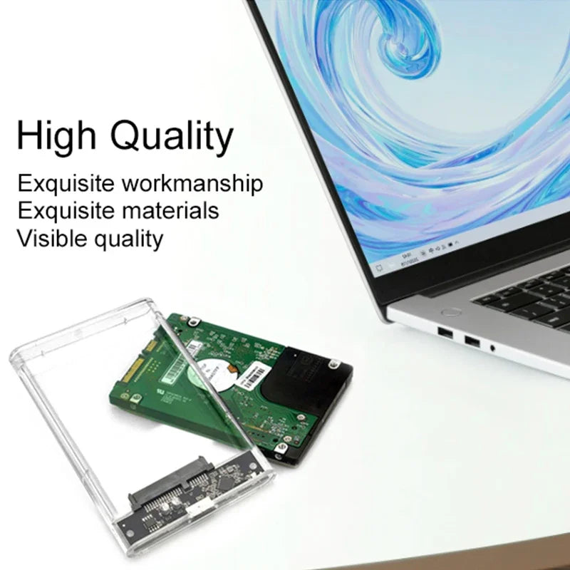 Transparent 2.5 Inch SATA Hard Drive Enclosure, USB3.0/3.1 5Gbps High Speed Portable External HDD SSD Storage Case