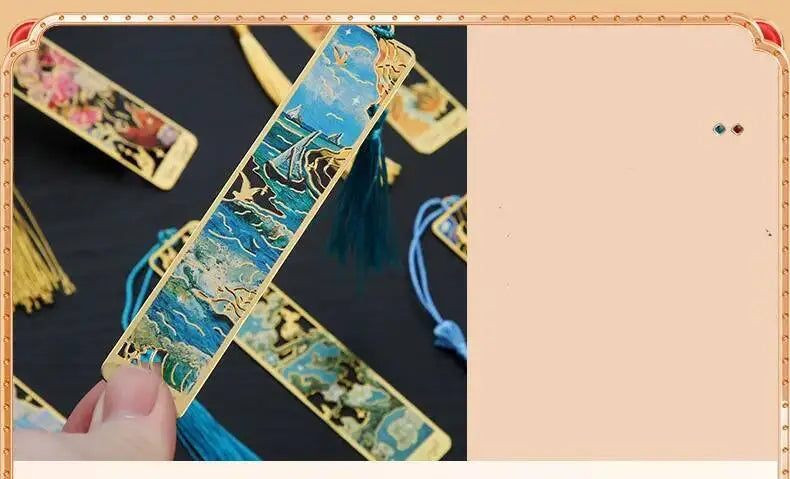 1-6-12 Pcs Creative Metal Book Mark Vintage Oil Painting Bookmark Office School Supplies Funny Gift Stationery Items