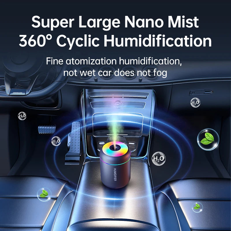 Mini Humidificador de Aire USB de 180 ml con Difusor de Aromas, Luces LED y Nebulización para Auto, Hogar y Dormitorio 🚗🏠🛏️