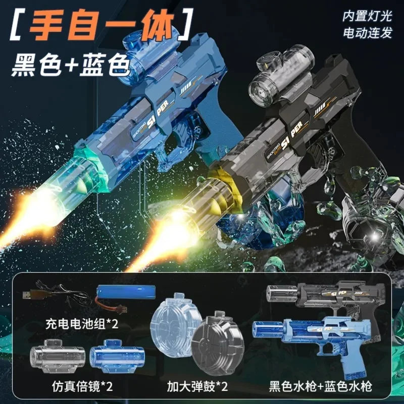emote Control Electric Water Gun, Flame Muzzle Automatic Spray Water Blaster, Summer Swimming Pool Outdoor Water Toy forBoysGift