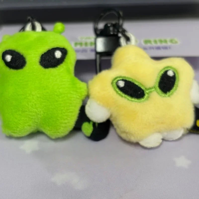 1/2Pcs Cartoon Plush Alien Keychain Cute Handbag Backpack Fluffy Car Phone Strap Accessory Gifts Kawaii Decor Star Doll Keyrings