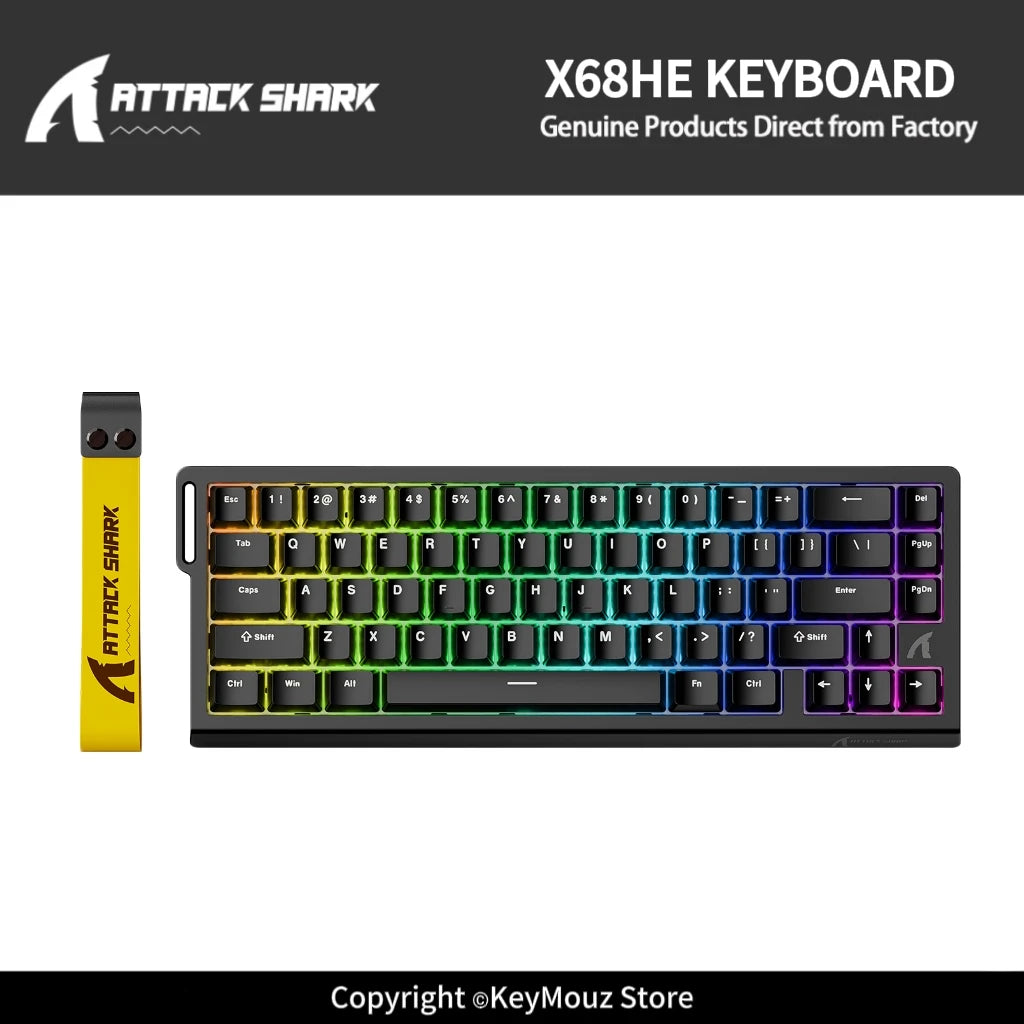 ATTACK SHARK X68HE Mechanical Keyboard Wired 8KHz RGB Backlight 0.01mm Precision 0.125ms Low Latency Magnetic Switch for Windows