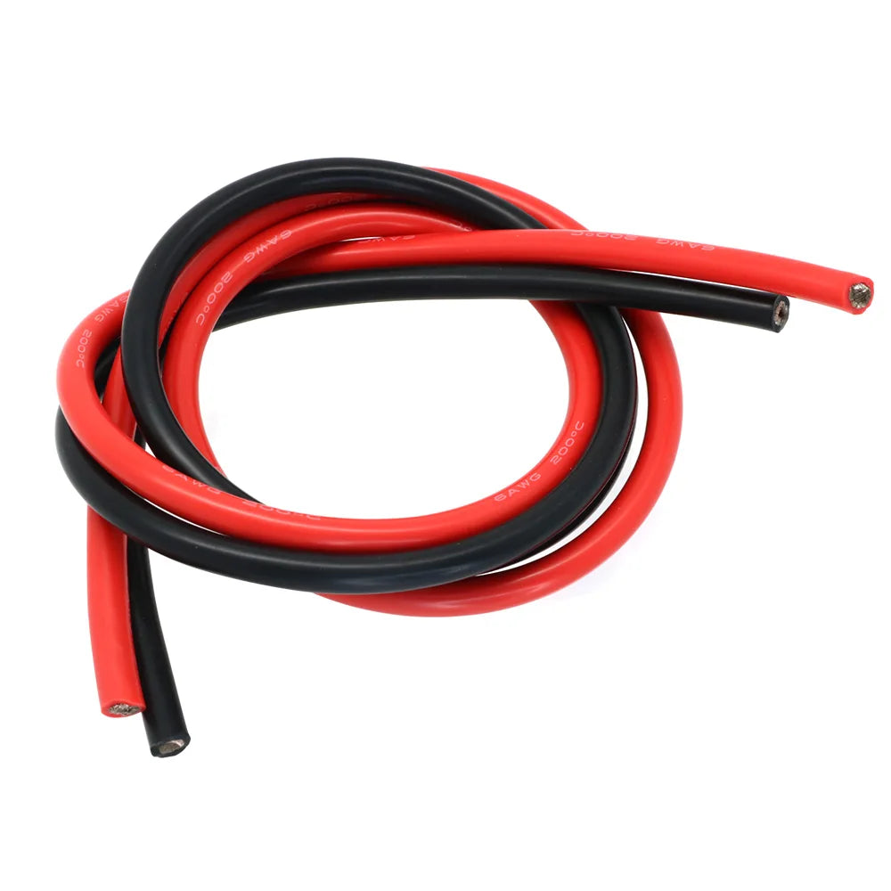 2 Meter Silicon Wire 8 10 12 14 16 18 20 22AWG Heatproof Soft Silicone Silica Gel Wire Cable (1Meter Red+1Meter Black) )