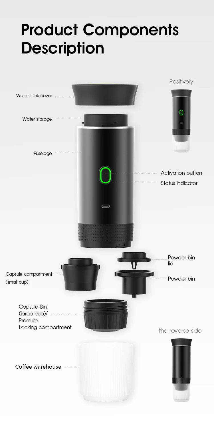 Máquina de Café Espresso Portátil Eléctrica Inalámbrica 3 en 1 ☕️🏕️