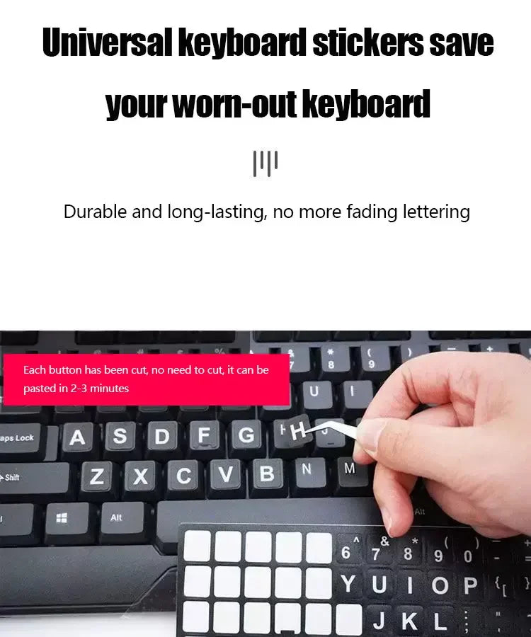 Keyboard Letter Stickers, Computer Keyboard Keycaps Repair Stickers, English Stickers, Notebook Frosted Self-Adhesive Stickers