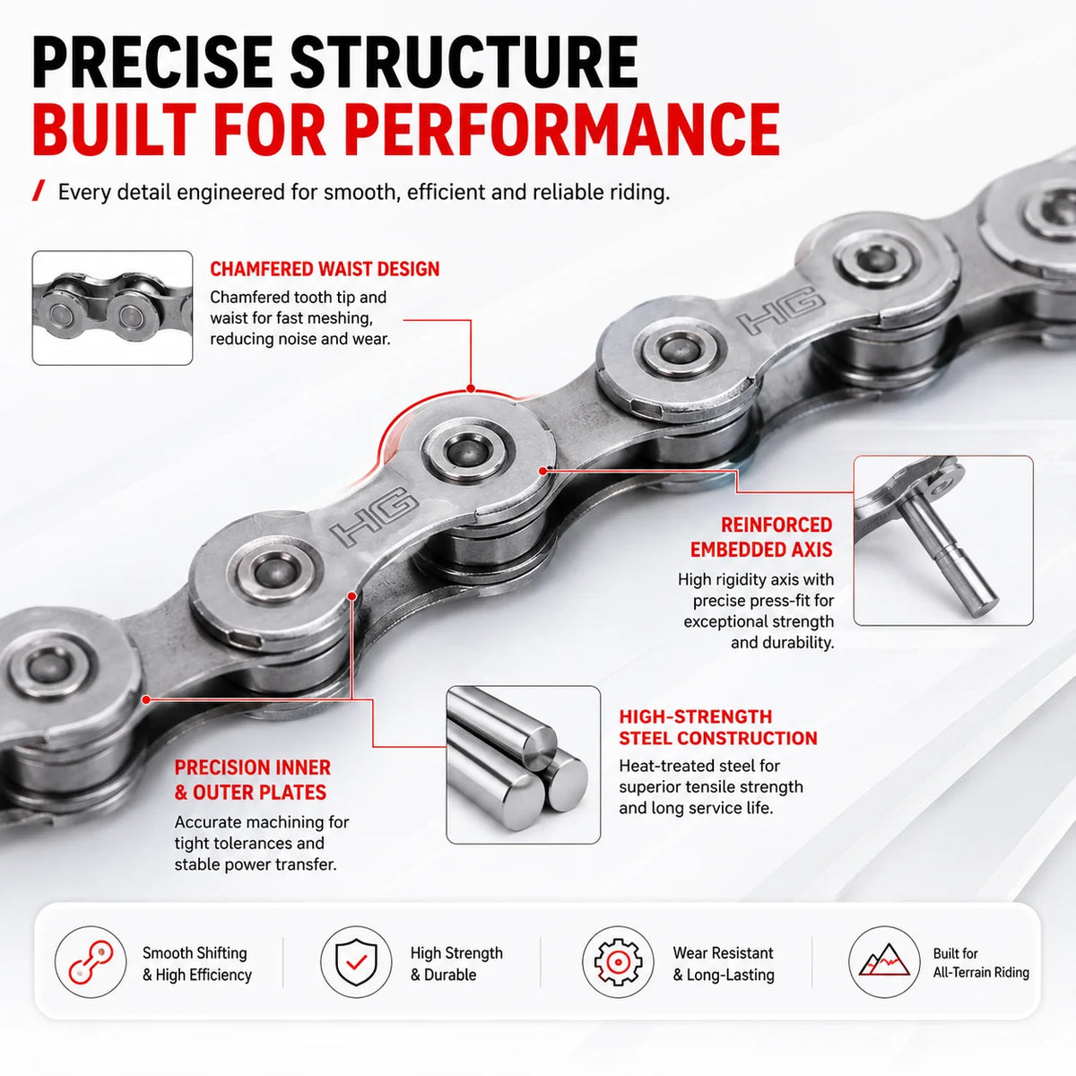 PINMOAP 1PC Universal Bicycle Chain 6/7/8/9/10/11 Speed Smooth Shift Bike Chain Fit MTB Road Cycling Repair Parts Durable Anti