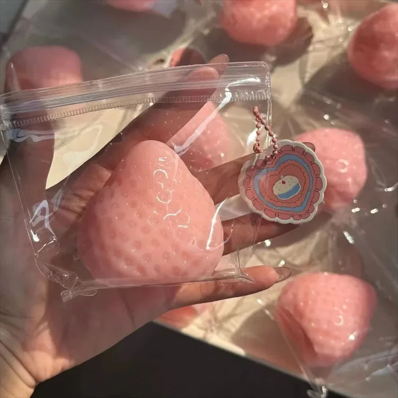 Strawberry Crunchy Squishy Stress Ball Toy Building Block Filling Handmade Crispy Fidget Ball ASMR Sensory Stress Relief Toy