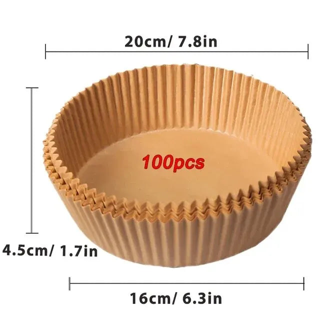 50/100Pcs Air Fryer Disposable Paper Non-Stick Air Fryer Baking Paper Round Air Fryer Paper Liners Kitchen Accessories