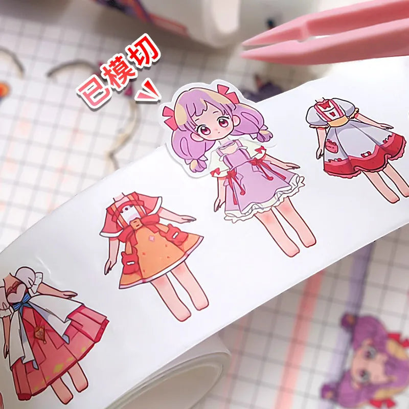 1-4box Cute Princess Dress Up Sticker Girl Cartoon Washi Tape Set Cute Children's Handbook Character Clothes Decoration Sticker