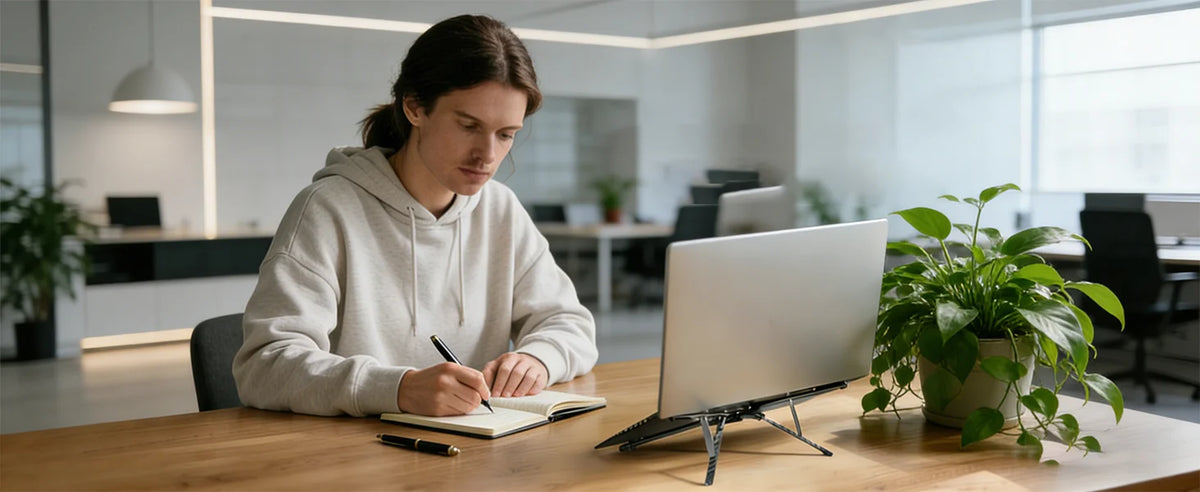 Portable Foldable Laptop Stand for Desk Foldable Ergonomic 8-Level Height Construction Tripod Compatible Portable with Convenien