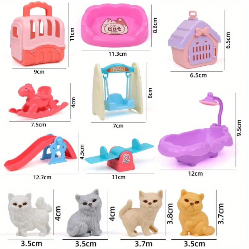 Cute Dog Pet Basket Family Toys Dog Doll Set Cage Toys Scene Playing Toys Christmas Decoration Thanksgiving Gifts Color Randomly