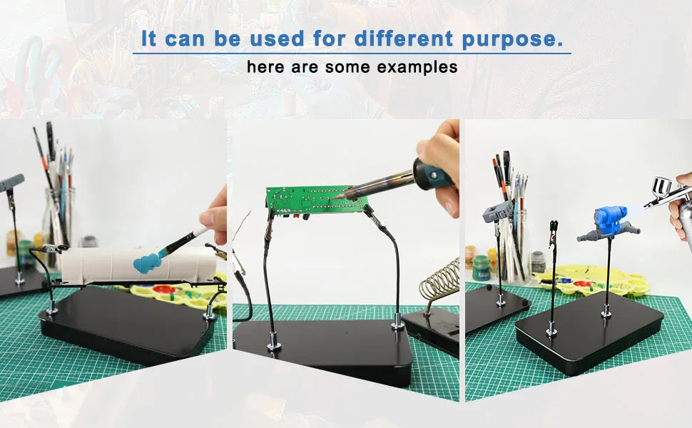 Rafford 12Pcs Bendable Model Painting Alligator Clip Sticks Rubber Tips + Metal Magnetic Base - for Airbrush, Hobby Model Parts