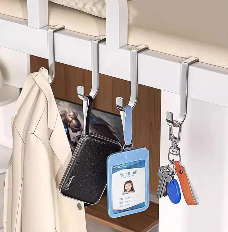 1PC Punch Free S Shape Stainless Steel Door Hook Double Hanger Wall Mount Coat Towel Storage Organizer Hook