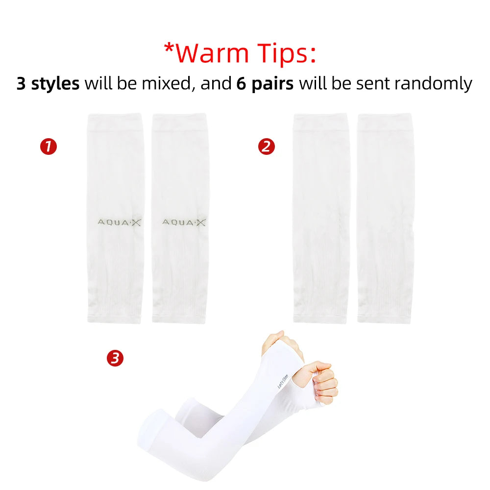 KKJOY 6 Pairs Unisex Cooling Arm Sleeves Compression Breathable Moisture Wicking for Men Women Sports Outdoor UV Protection