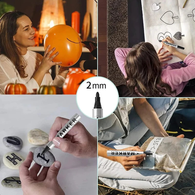 Waterproof Permanent Paint Marker, Quick Drying Oily Black Signature Pen, Multipurpose Marker for Tire Marking, Stationery