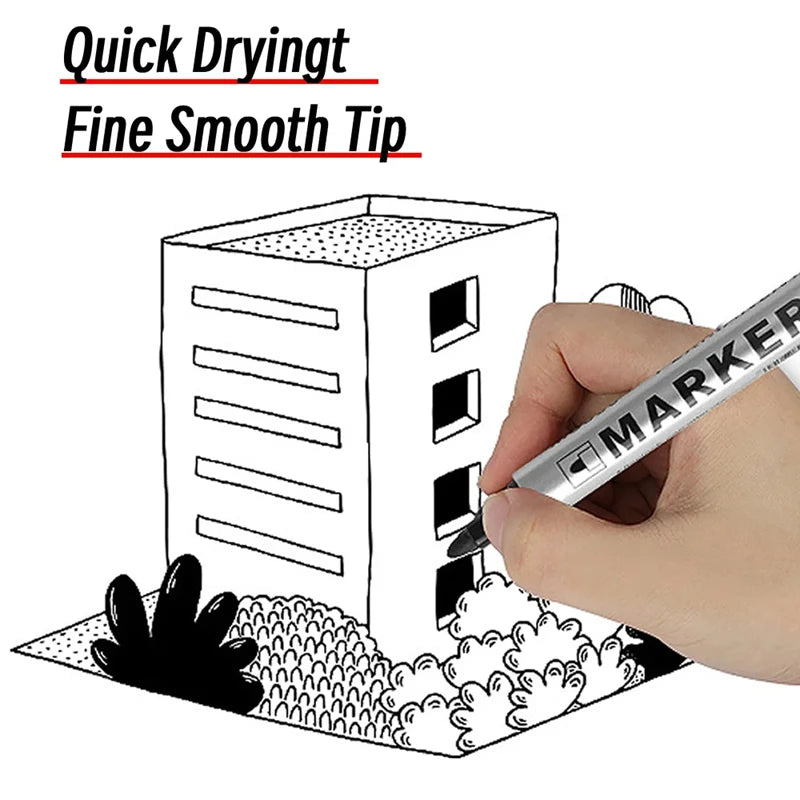 Waterproof Permanent Paint Marker, Quick Drying Oily Black Signature Pen, Multipurpose Marker for Tire Marking, Stationery