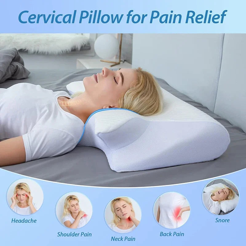 Sleep Memory Pillow Butterfly Memory Foam Neck Pillows Contoured Sleep For Neck Pain Relief Stomach Support Comfortable Pillow