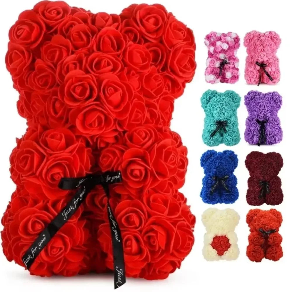 Artificial Flower Eternal Rose Teddy Bear for 520 Mom Mother's Day Birthday Valentine's Day Anniversary Gifts & Decorations