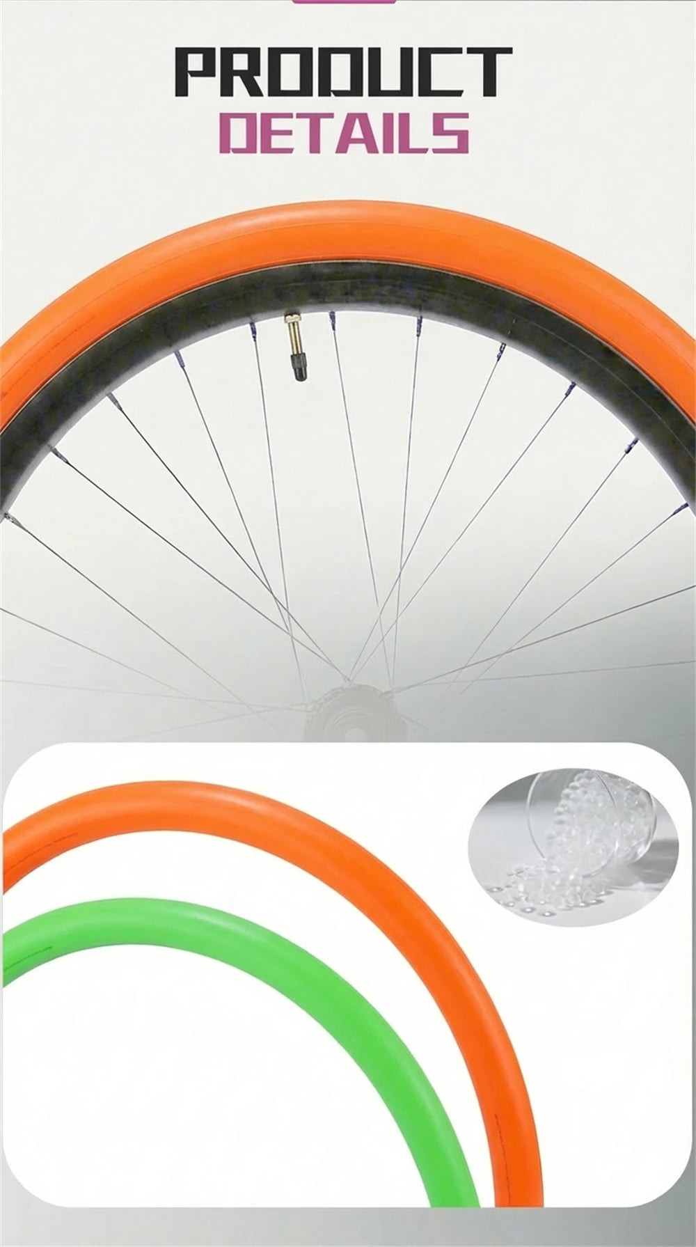 BKPTX 1Pcs/2Pcs 28g Orange Bike TPU Inner Tube 700X18 25 28 32 Road Bicycle TPU Material Tire 65mm Length French Valve