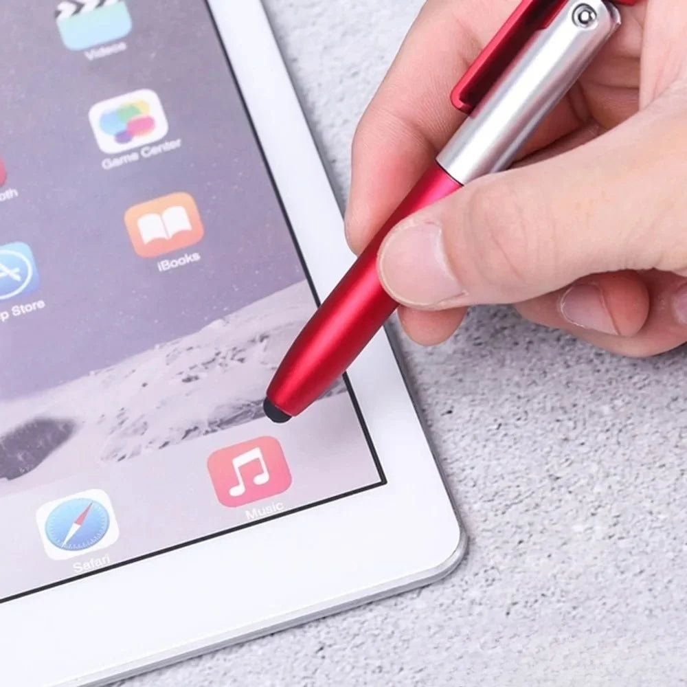 Multifunction 4In1 Foldable Ballpoint Pen with LED Light Phone Holder Night Read Writing Pencil Office School Student Stationery