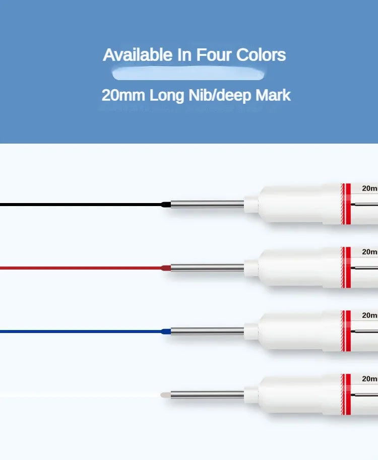 4-80Pcs 2cm Waterproof Long Head Markers Deep Hole Marker Pen for Metal Carpenter Red/Black/Blue/Green Ink Woodworking Tools