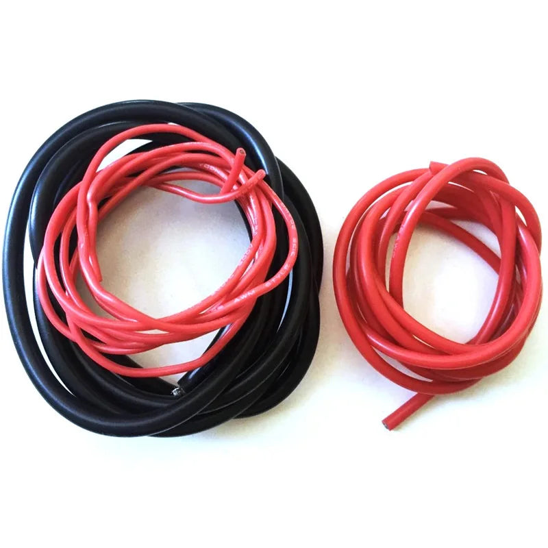 Silicon Wire 8 10 12 14 16 18 20 22AWG Heatproof Soft Silicone Silica Gel Wire Cable (1meter Red+1meter Black) )