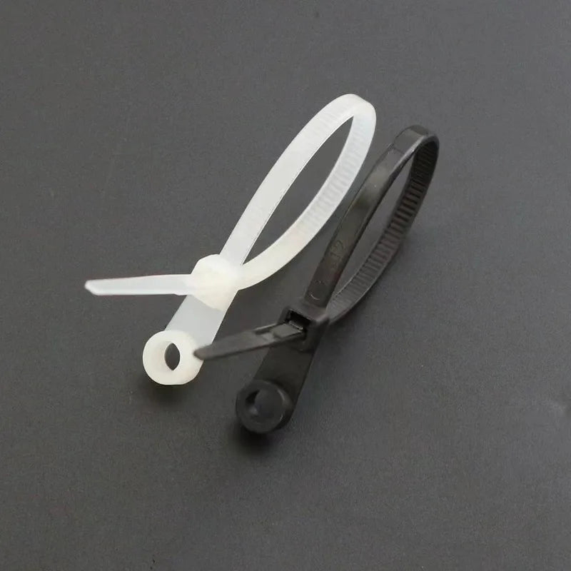 100Pcs Screw Hole Cable Ties Nylon Self-Locking Loop150mm/200mm Wrap Bundle Mount Organizer Fastening Straps Fasten Zip Plastic