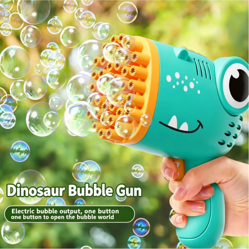 40 Hole Dinosaur Bubble Gun, 2-in-1 Electric Soap Water Bubble Machine, Summer Outdoor Interactive Desktop Game, Party Gift
