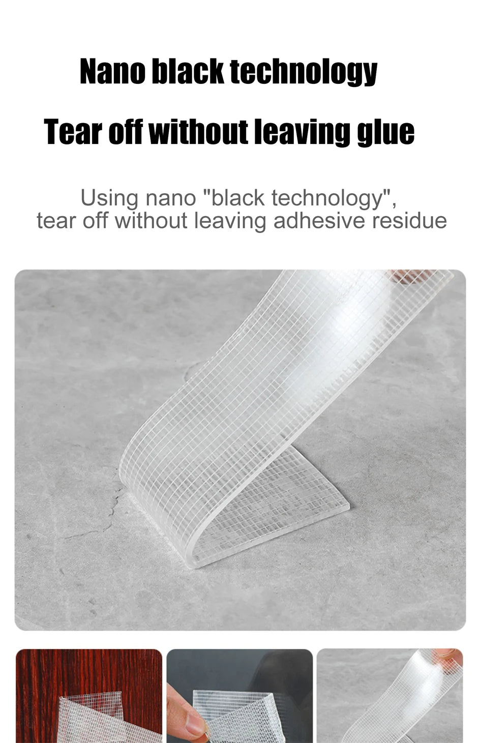 1-10m Clear Double-sided Nano Tape Removable Ultra-strong Adhesive Waterproof Extra Strong Sticky Strip Heavy-duty Two Side Tape