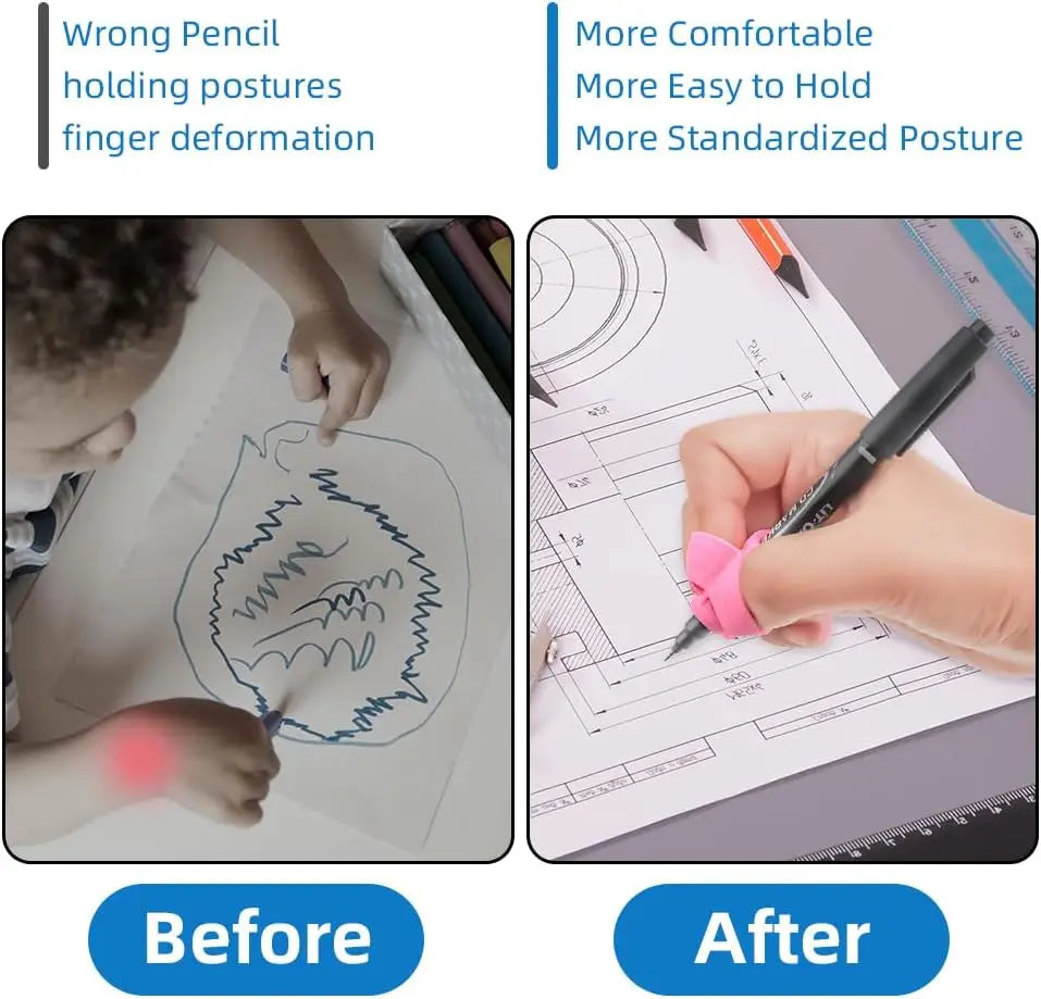 4 Pack Ergonomic Pen Grip Corrector Soft Rubber Hand Writing Posture Trainer Kids Handwriting Aid Correction Stationery Tool
