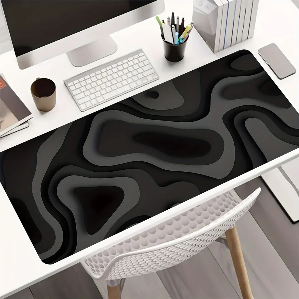 CIFBUY Large Gaming Mouse Pad Black Gray Swirl Design Desk Mat Non-Slip PC Computer Keyboard Office Carpet Maus Pad