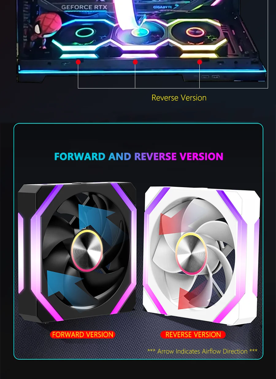 JUMPEAK HS120 Halo ARGB Cooling Fan 360mm 240mm Modular Stackable Splicing 120mm RGB Fans Kit For Gaming PC Case Water Cooler
