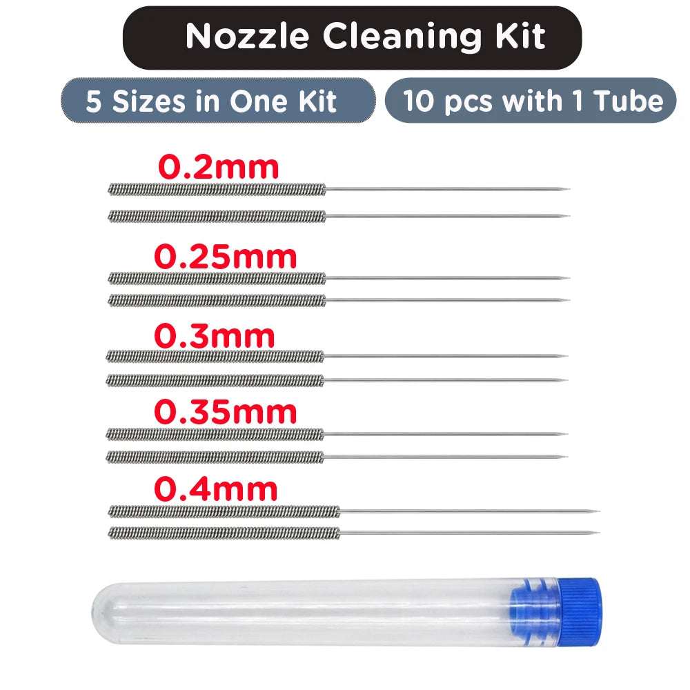 3D Printer Nozzle Cleaning Needles Kit Stainless Steel 0.15-1.0mm Needles Anti-Clog Cleaner Tool For Creality Ender Bambu Lab
