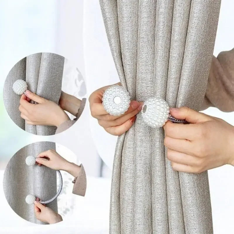 1/2PCS Pearl Magnetic Curtain Clip Curtain Holders Tie Back Buckle Clips Hanging Ball Buckle Tie Back Curtain Decor Accessories