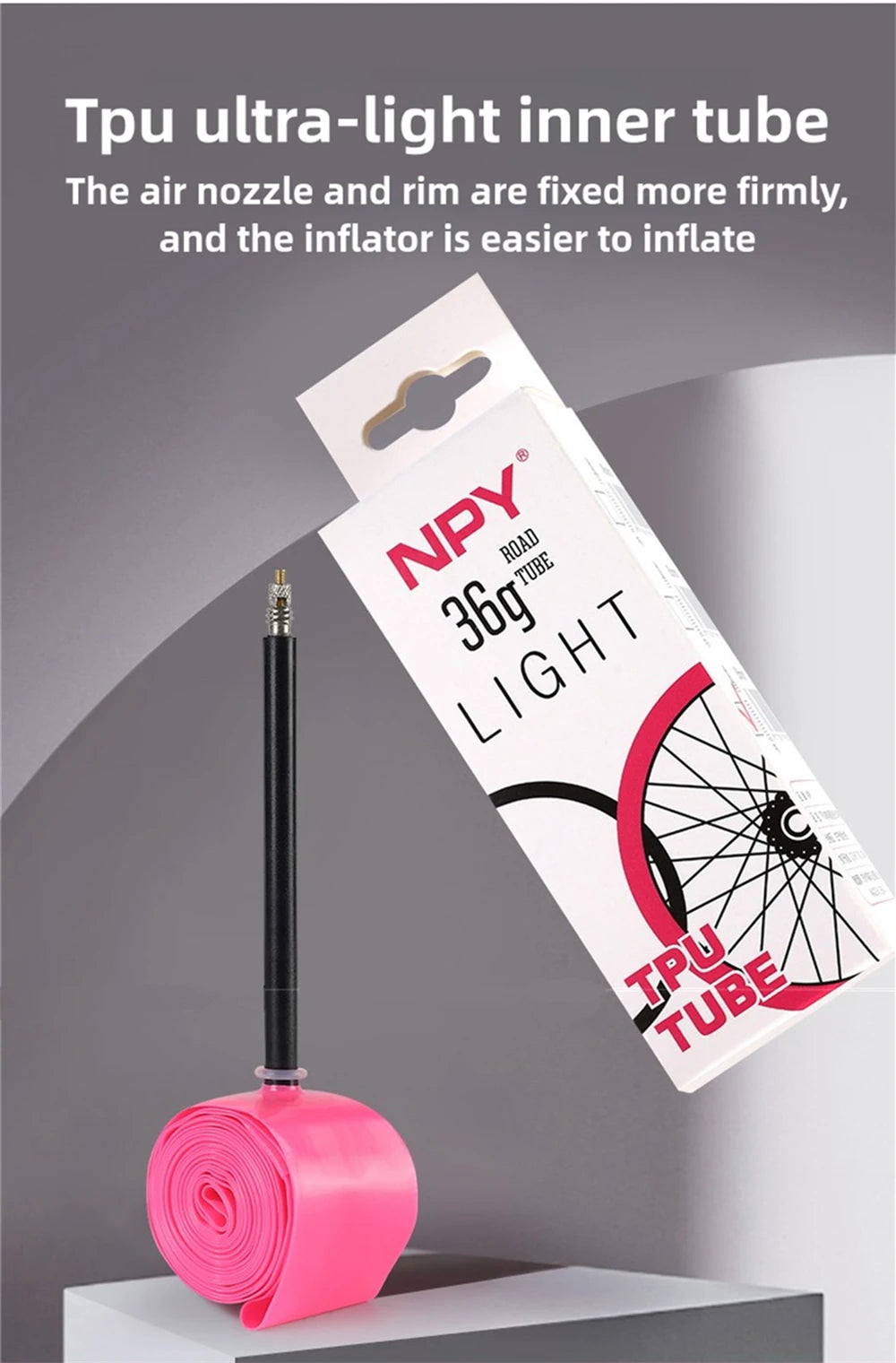 NPY 1Pcs Ultralight 28g Bike TPU Inner Tube 700X18 25 28 32 Road Bicycle TPU Material Tire 45mm/65mm/85mm Length French Valve