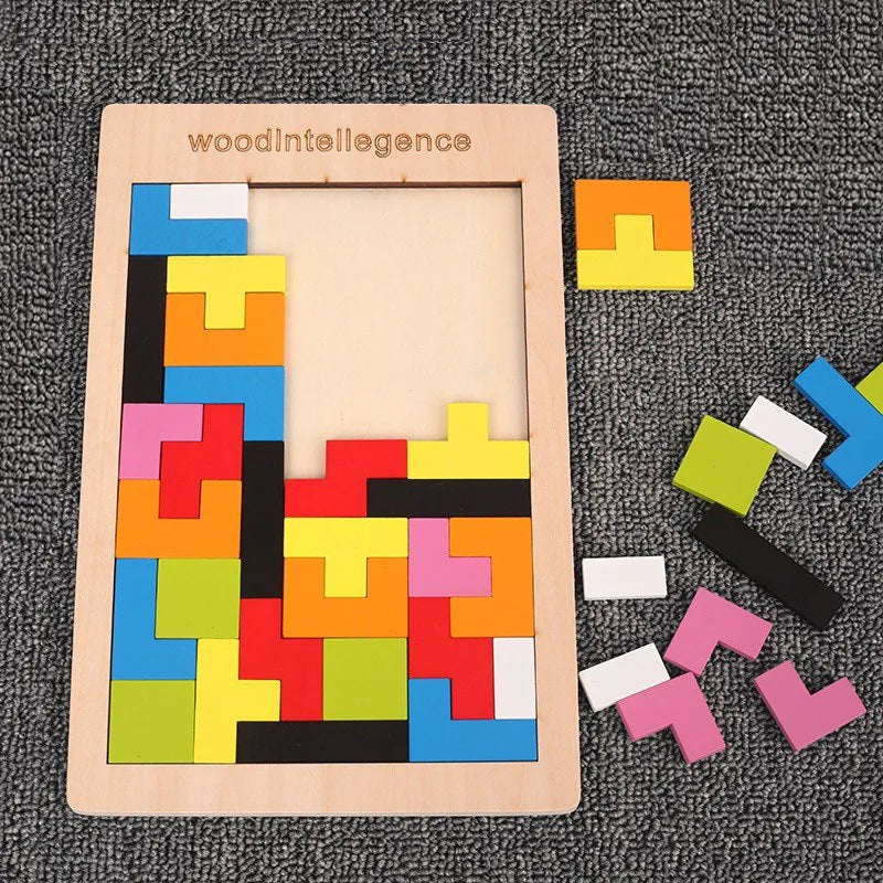 Gowinbaby Montessori Wooden 3D Russian Blocks Tangram Puzzle Educational Toy for Kids