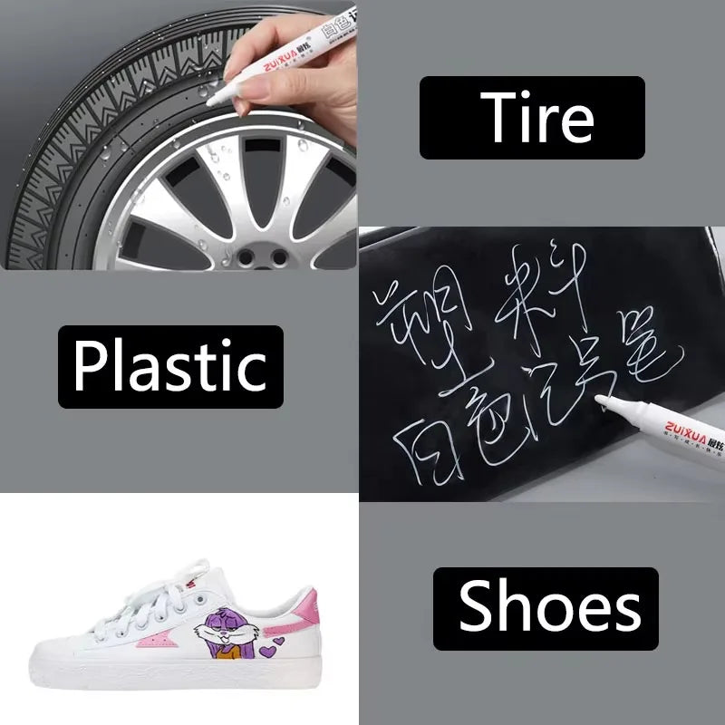 1Pc White Marker Pens 2.0mm Oily Waterproof White Gel Pen DIY Graffiti Sketching Markers Stationery Wrting School Supplies