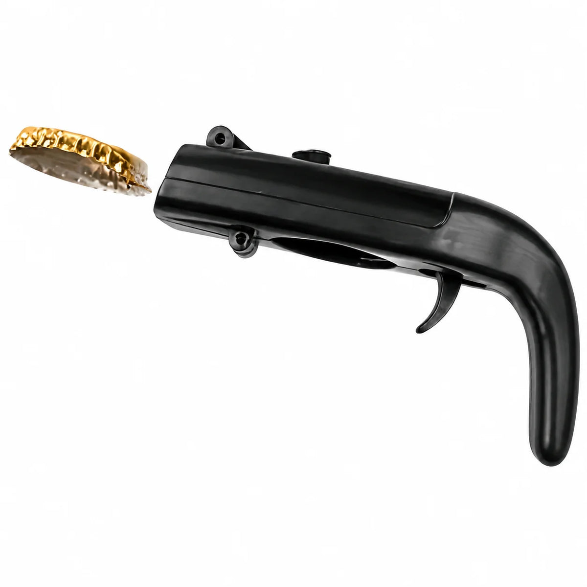 Black Cap Launcher Bottle Opener, Manual Spring-Loaded Cap Opening Tool with ABS Body and Stainless Steel Spring