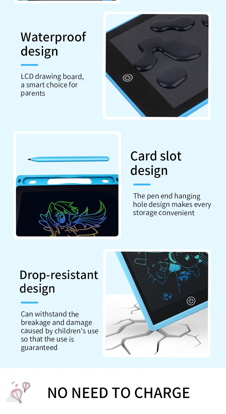 6.5/8.5/10/12 Inch LCD Drawing Tablet for Kids, Rechargeable Erasable Board with Pen, Travel Educational Toy Gift for Boys Girls