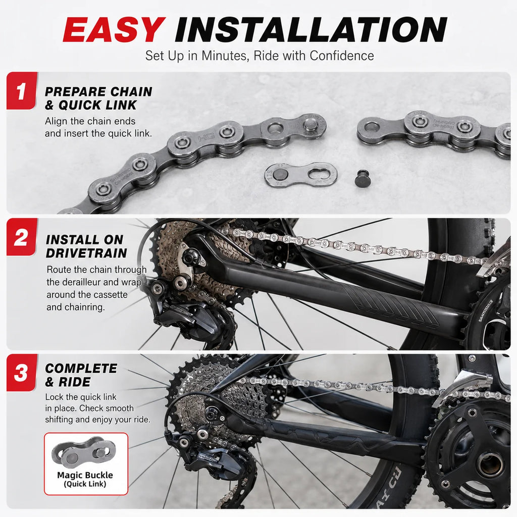 PINMOAP 1PC Universal Bicycle Chain 6/7/8/9/10/11 Speed Smooth Shift Bike Chain Fit MTB Road Cycling Repair Parts Durable Anti