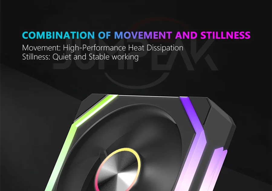 JUMPEAK HS120 Halo ARGB Cooling Fan 360mm 240mm Modular Stackable Splicing 120mm RGB Fans Kit For Gaming PC Case Water Cooler