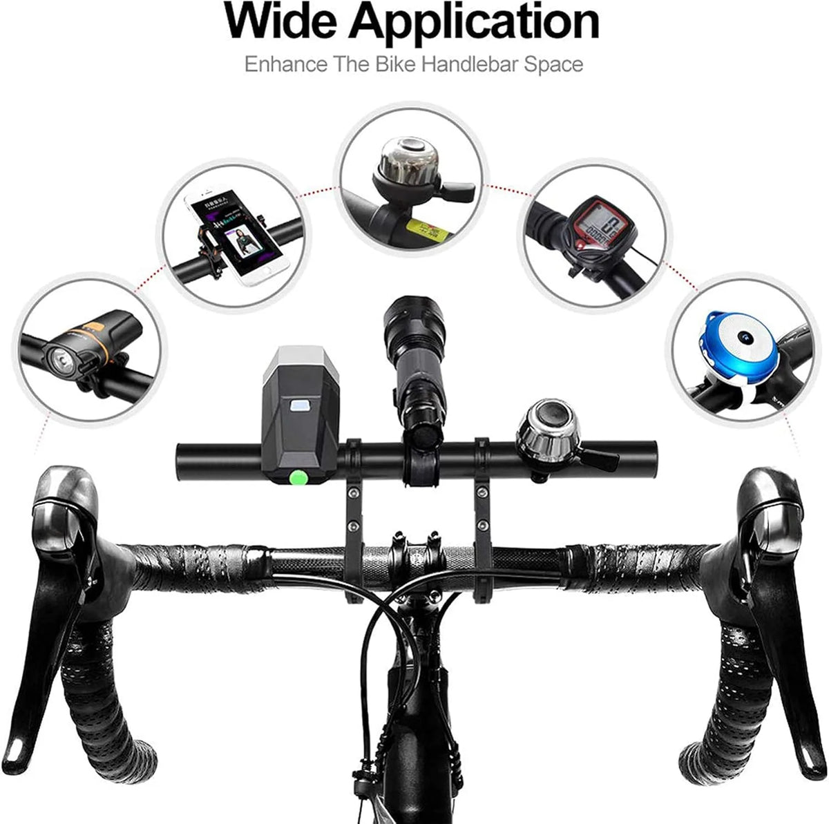 Bike Handlebar Extender Aluminum Alloy Bicycle Extension Bar Holder For Flashlight Phone Mount Cycling Equipment