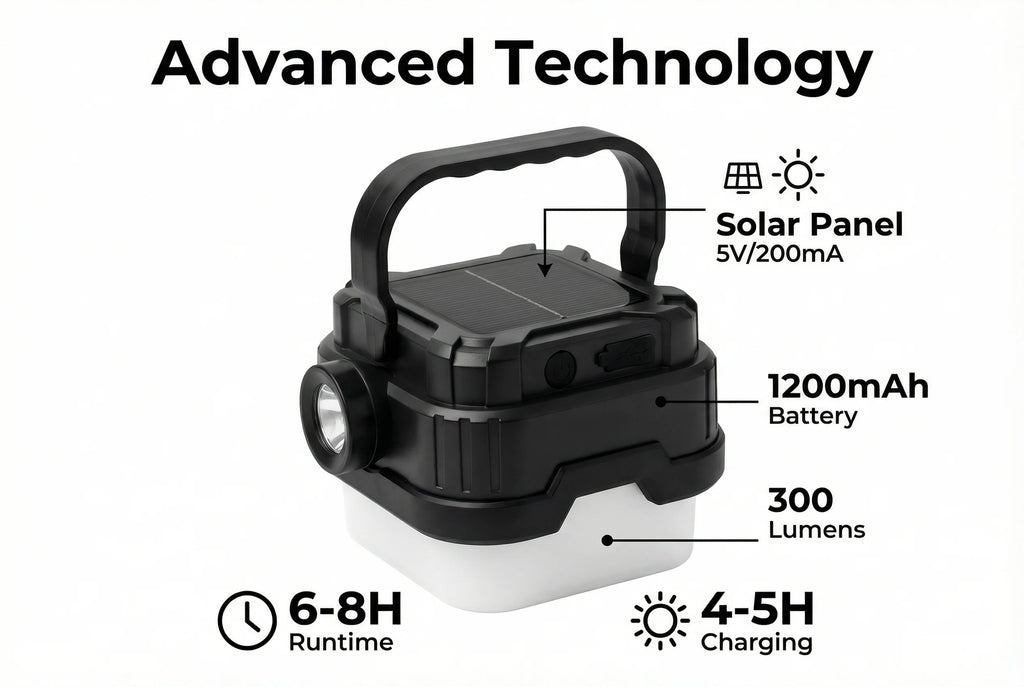 Solar Powered Camping Lantern with Ultra Long Battery Life for Outdoor Tent Emergency Lighting Home Use