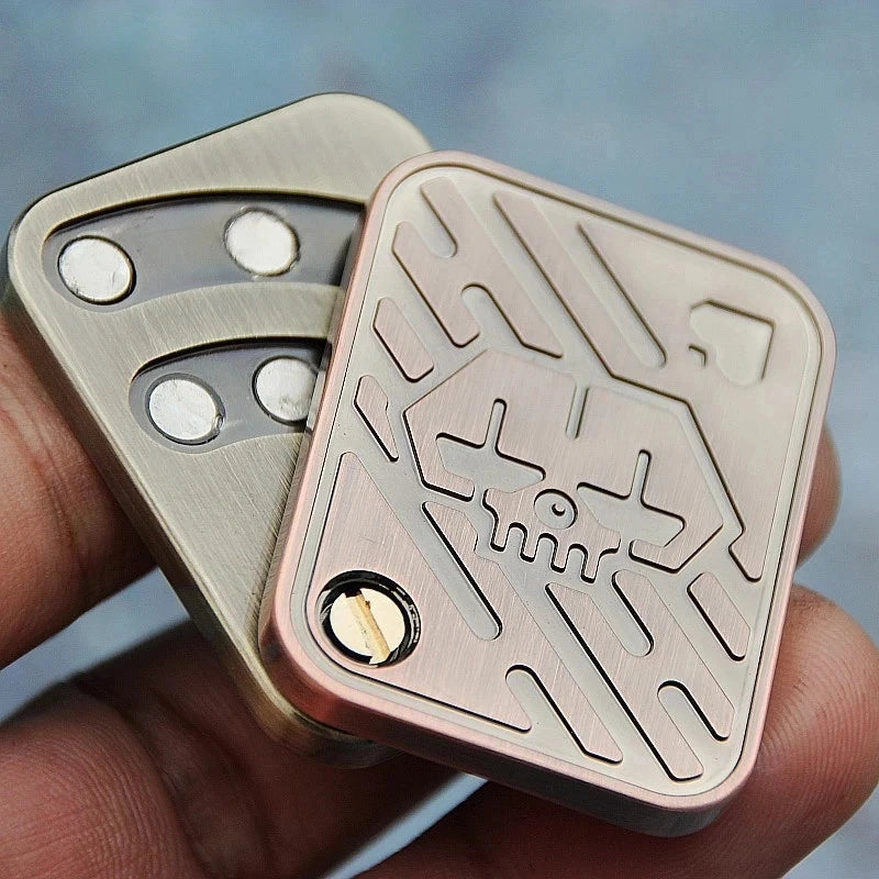Metal Skull Push Slider Stress Relief Toy Anti Stress EDC Top Spinning Poker Toys Portable Decompress Magnetic Toys Adults Gifts