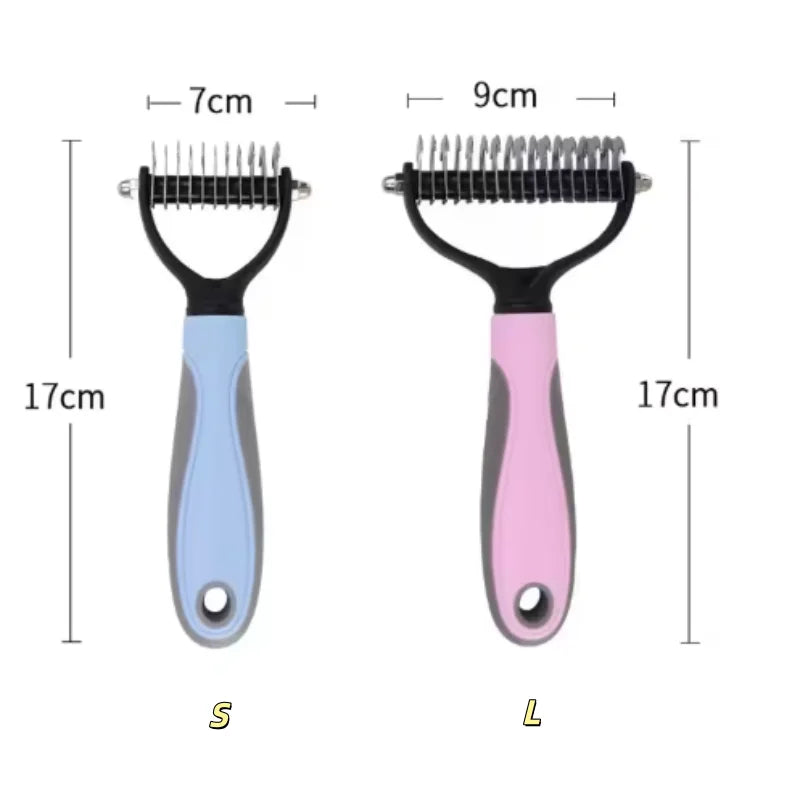 Cepillo de aseo para mascotas de acero inoxidable de doble cara: peine para eliminar el pelo, cepillo para desenredar el pelo de perros y gatos, esencial para el aseo de gatos