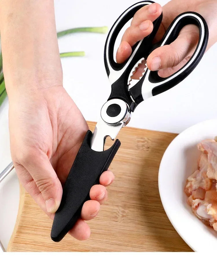 Multipurpose Stainless Steel Kitchen Scissors Heavy Duty Dishwasher Safe for Cutting Meat Poultry Fish and Opening Bottles