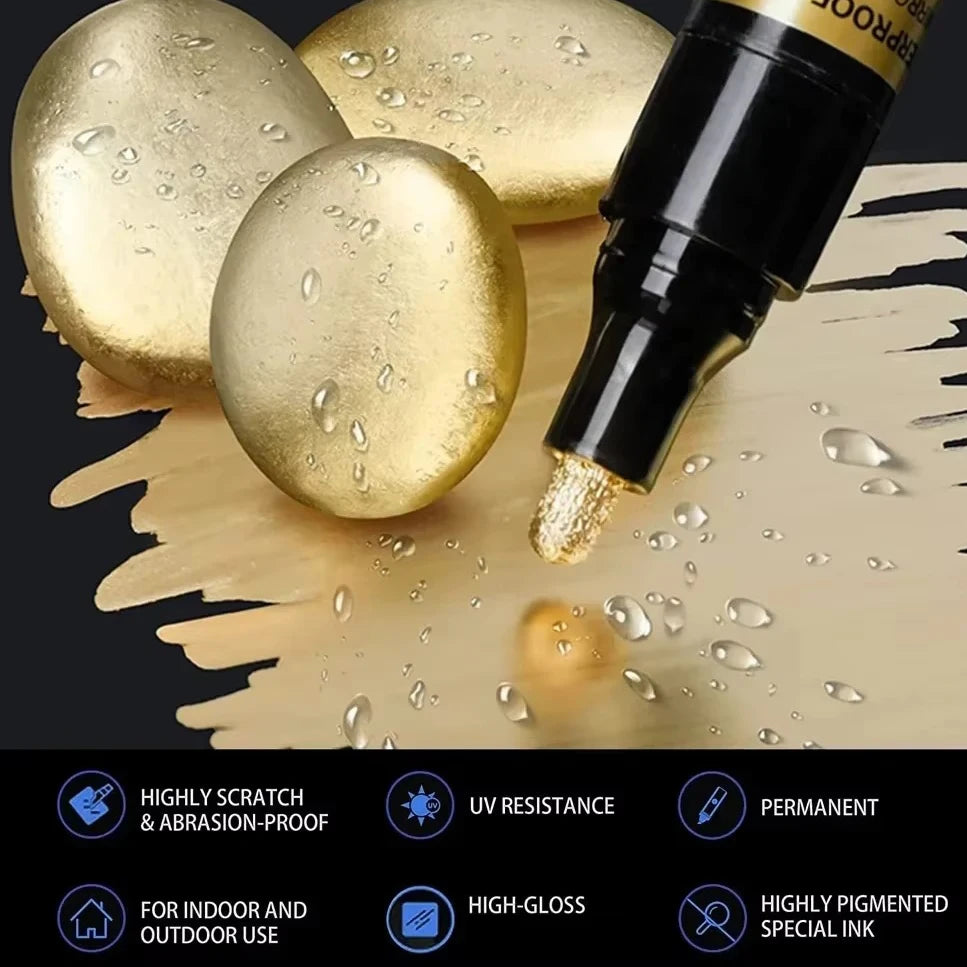 1/3/5/12pcs Chrome Mirror Marker Pen Set Waterproof Ink DIY Reflective Paint Pen Gold Silver Marker Model Painting Art Marker