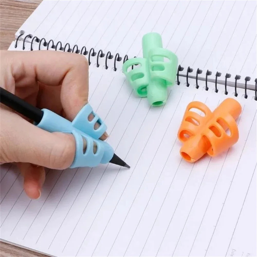 4 Pack Ergonomic Pen Grip Corrector Soft Rubber Hand Writing Posture Trainer Kids Handwriting Aid Correction Stationery Tool