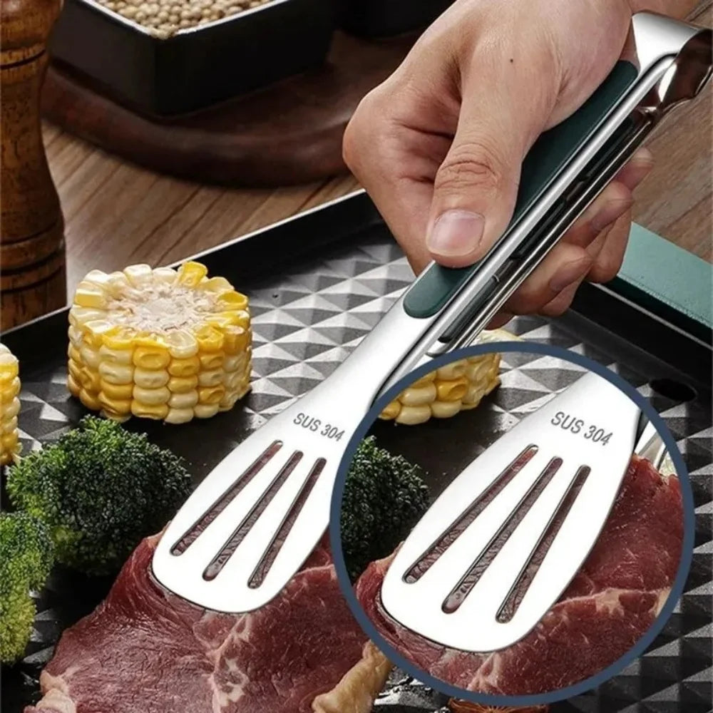 Kitchen Gadgets New Stainless Steel Food Tongs BBQ Meat Salad Bread Clip Barbecue Grill Buffet Clamp Non-slip Tong Cooking Tools